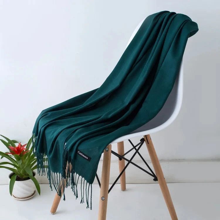 2022 fashion Tassels women scarf shawls and Wraps lady Designer solid female hijab stoles long pashmina foulard head scarves Econic Blanks