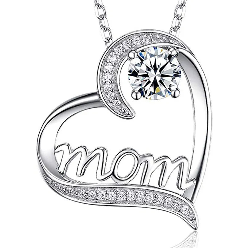 Huitan Mother's Day Necklace for Mom Luxury Trendy Craved Pendant Necklace Pink Flower Aesthetic Neck Accessories Love Jewelry Quick Pick Grocers