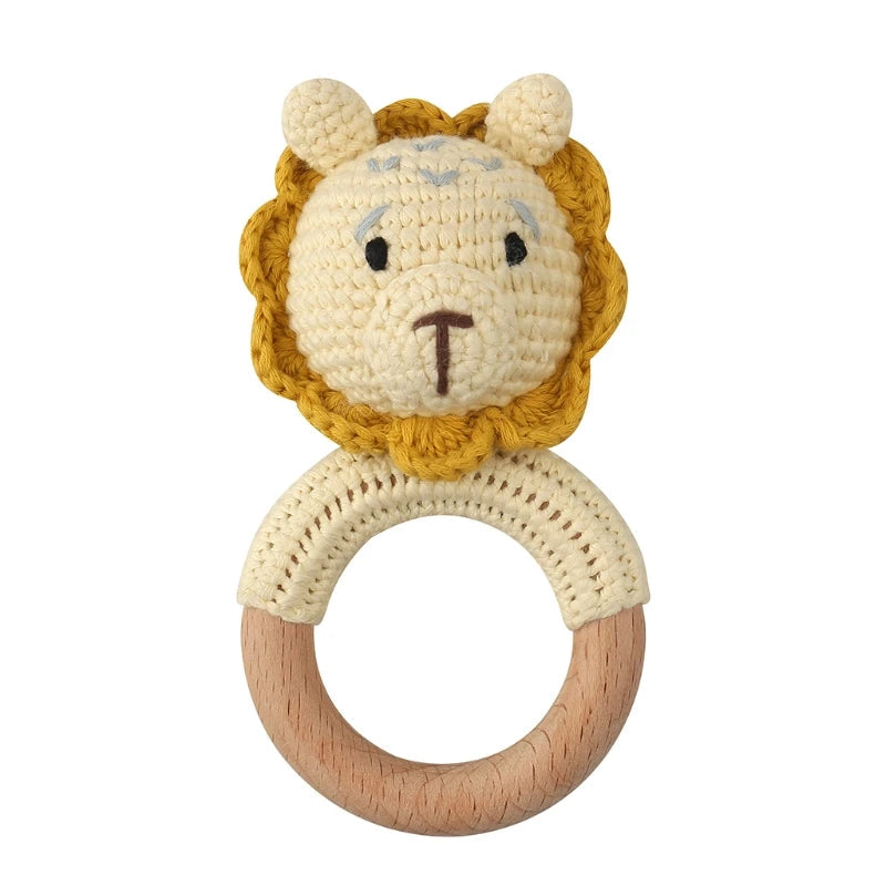 BPA Free Baby Wooden Teether Crochet Cartoon Baby Rattle Toys Wooden Ring Rodent Toys Mobile Gym Kids Newborn Educational Toys Purest Peak