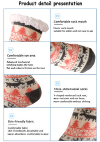 Christmas Gift Slipper Socks Women Thermal Winter Warm Plush Non slip Grip Sleeping Floor Short Sock Fuzzy Fluffy Female Cartoon Quick Pick Grocers