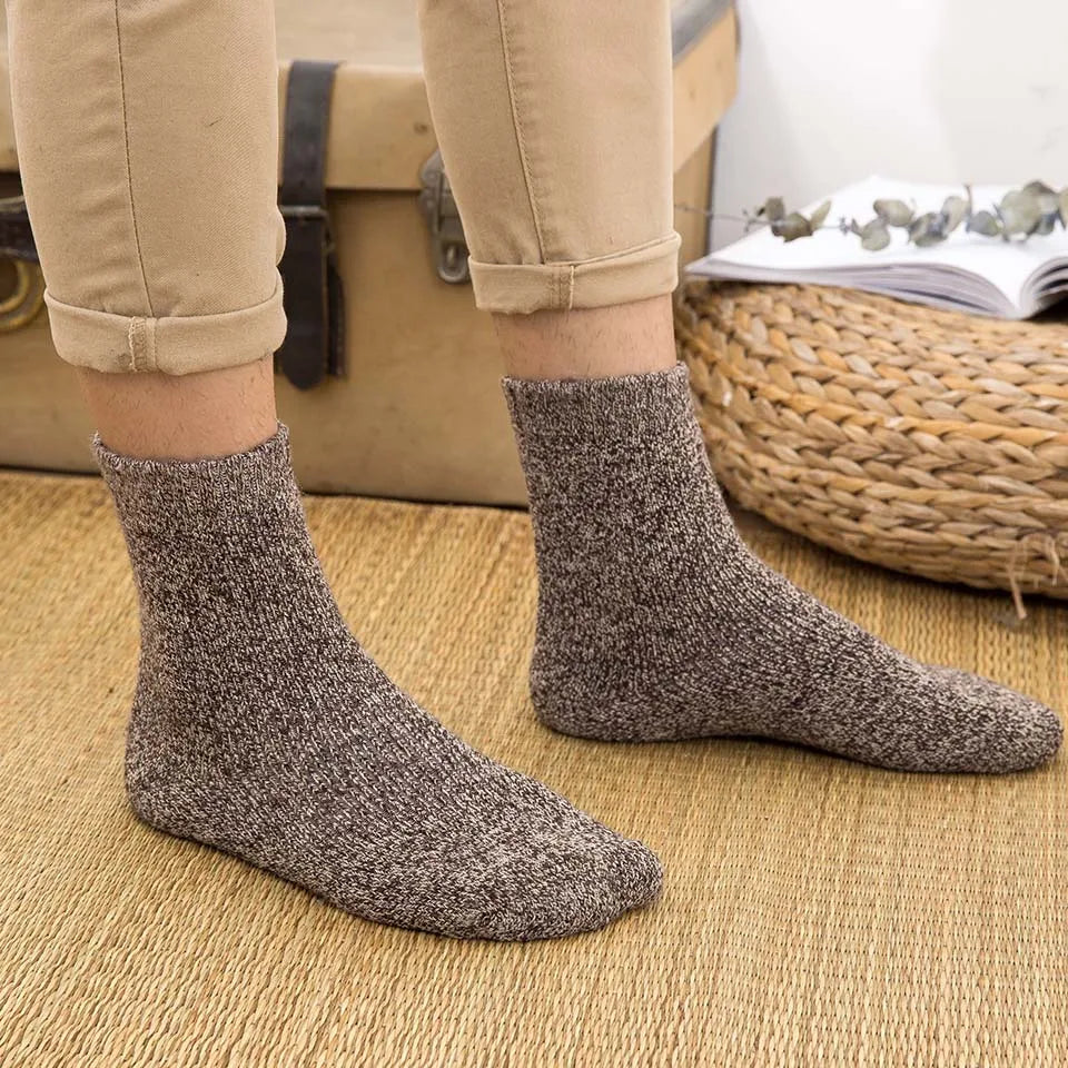 Winter Men's Merino Wool Socks Super Thick Warm High Quality Harajuku Retro Snow Casual Antifreeze Socks 5 Pair Quick Pick Grocers