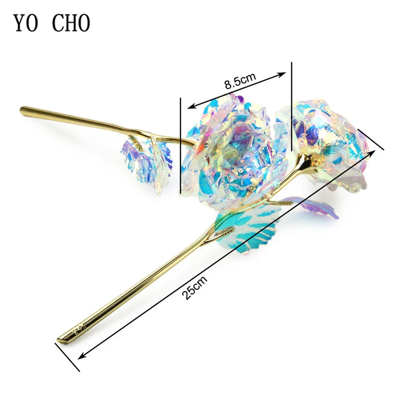 YO CHO 24K Plated Gold Rose Artificial Flower 24K Foil Rose Galaxy Box Birthday Valentine Mother's Day Christmas Creative Gift Quick Pick Grocers
