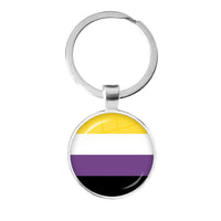 LGBT Glass Cabochon Keychain Gay Lesbian Pride Rainbow Car Key Holder Keyring Charm Jewelry for Homosexuality Gift Quick Pick Grocers