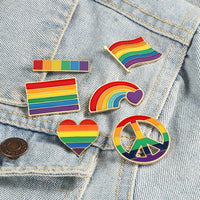 LGBT Flag Rainbow Heart Brooch Peace and Love Enamel Pins Clothes Bag Lapel Pin Gay Lesbian Pride Icon Badge Unisex Jewelry Gift Quick Pick Grocers