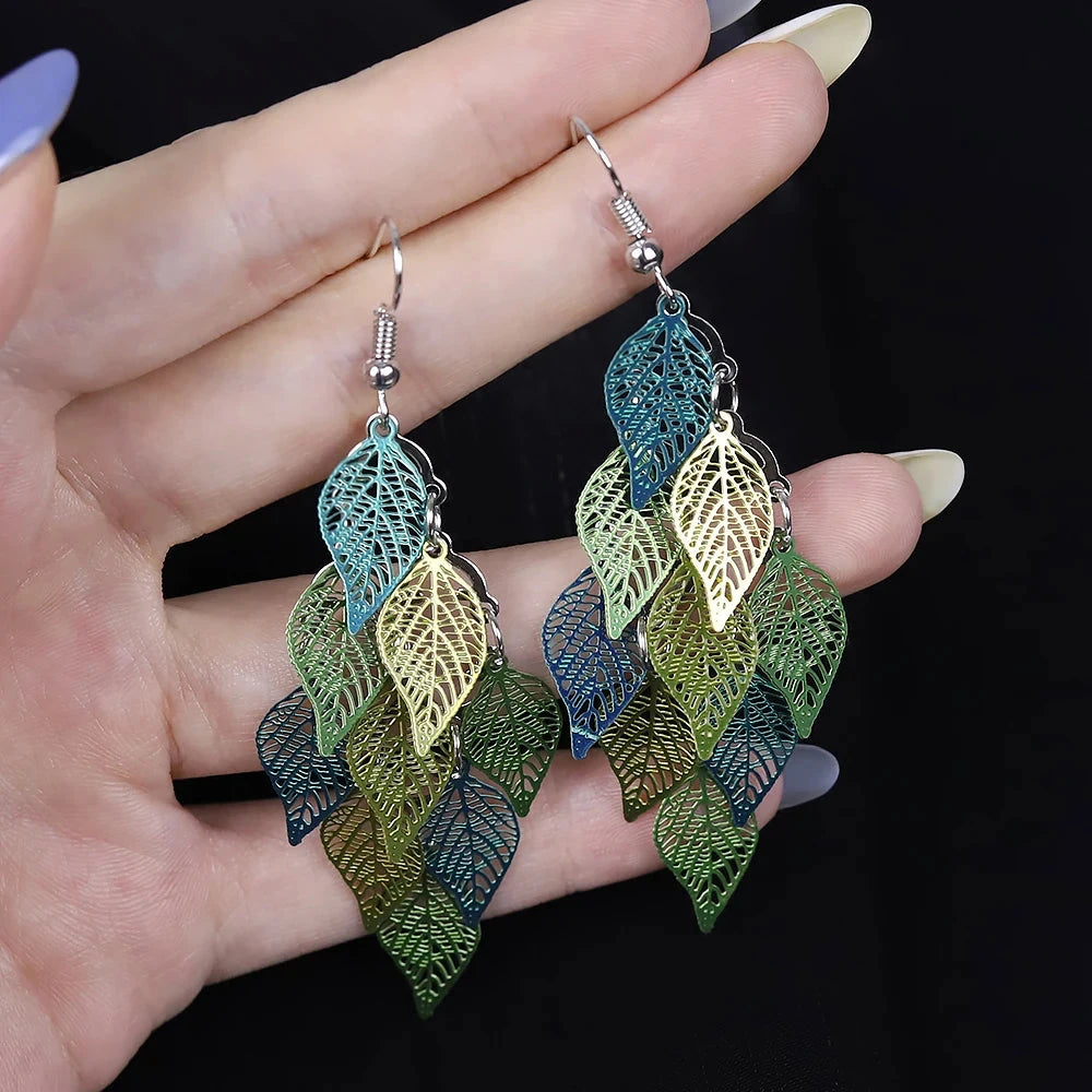 Ethnic Style Drop Earrings Small Nine Leaf Accessories Leaves Earring Bohemian Jewelry Dangle Earrings Exaggerated Women Gift Econic Blanks