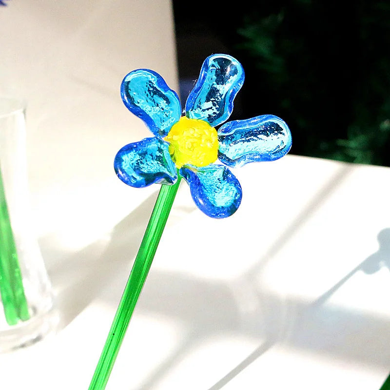 Handmade Colorful Murano Glass Flower Craft Figurine Wedding Valentine's Day Favors Gifts Table Miniature Vase Decor Ornaments Quick Pick Grocers