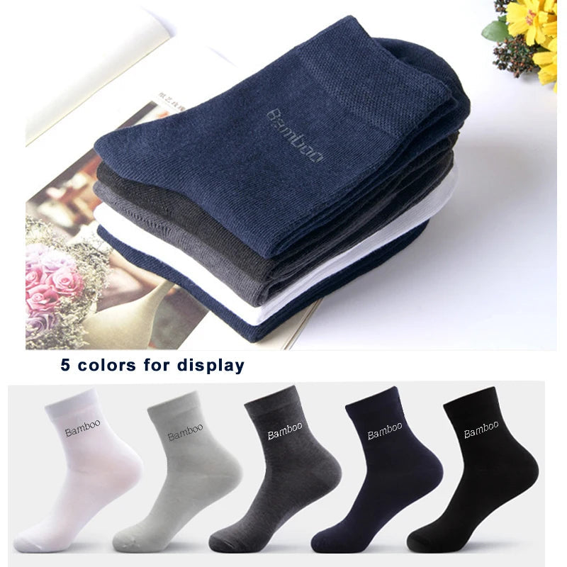 10Pairs/Lot Men Bamboo Socks Brand Comfortable Breathable Casual Business Men's Crew Socks High Quality Guarantee Sox Male Gift Quick Pick Grocers