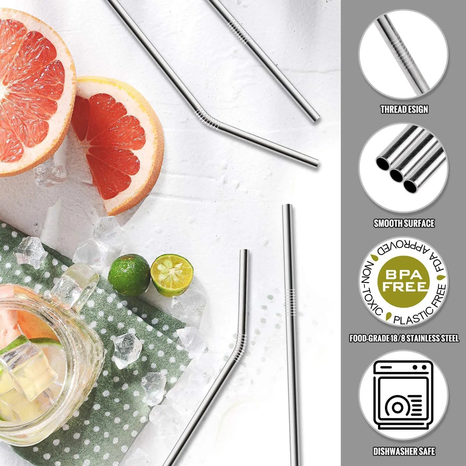4pcs 130/160*6mm Kids Metal Straws 304 Stainless Steel Straws Short Cocktail Glasses Straws Reusable Drinking Straws for Kids Quick Pick Grocers