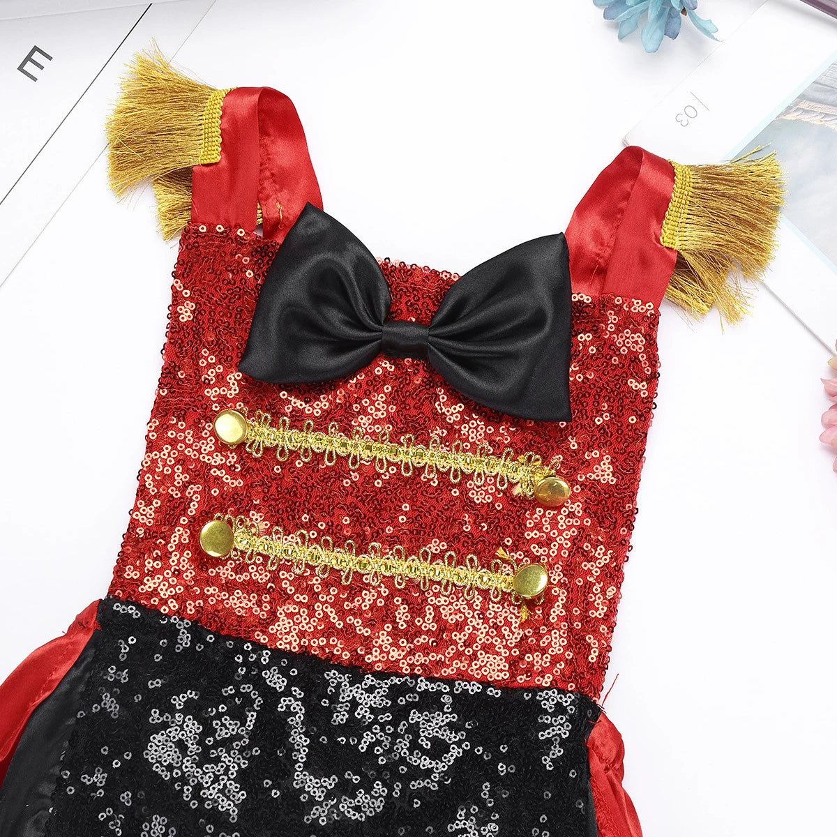 Infant Baby Girls Ringmaster Circus Costume Rompers Sleeveless Sequined Bowknot Romper for Halloween Cosplay Party Dress Up Quick Pick Grocers