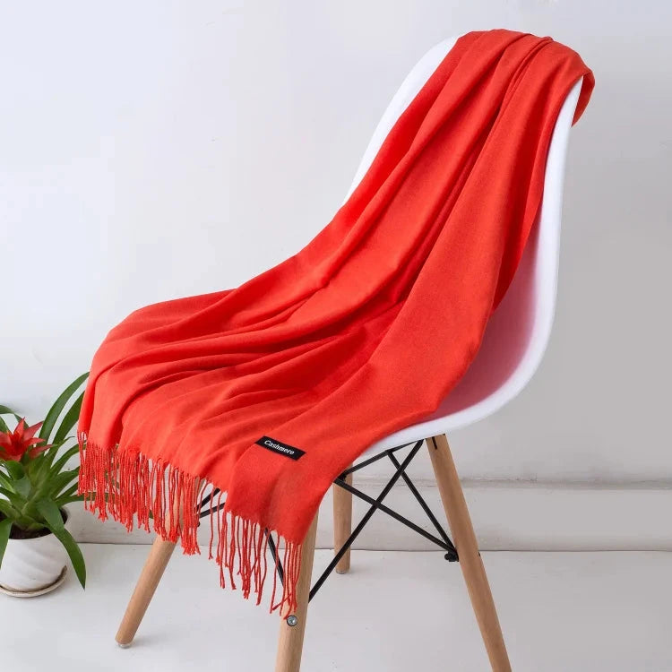 2022 fashion Tassels women scarf shawls and Wraps lady Designer solid female hijab stoles long pashmina foulard head scarves Econic Blanks