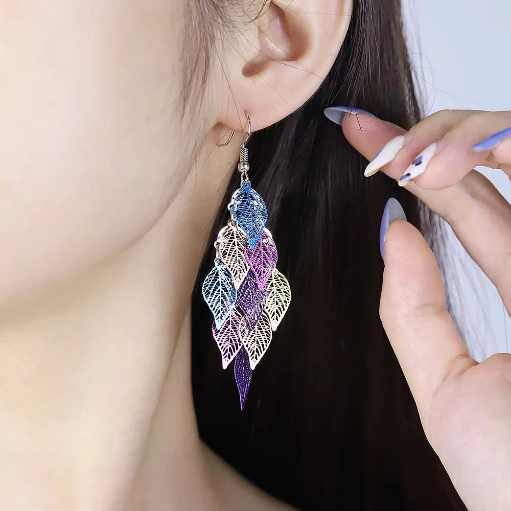Ethnic Style Drop Earrings Small Nine Leaf Accessories Leaves Earring Bohemian Jewelry Dangle Earrings Exaggerated Women Gift Econic Blanks