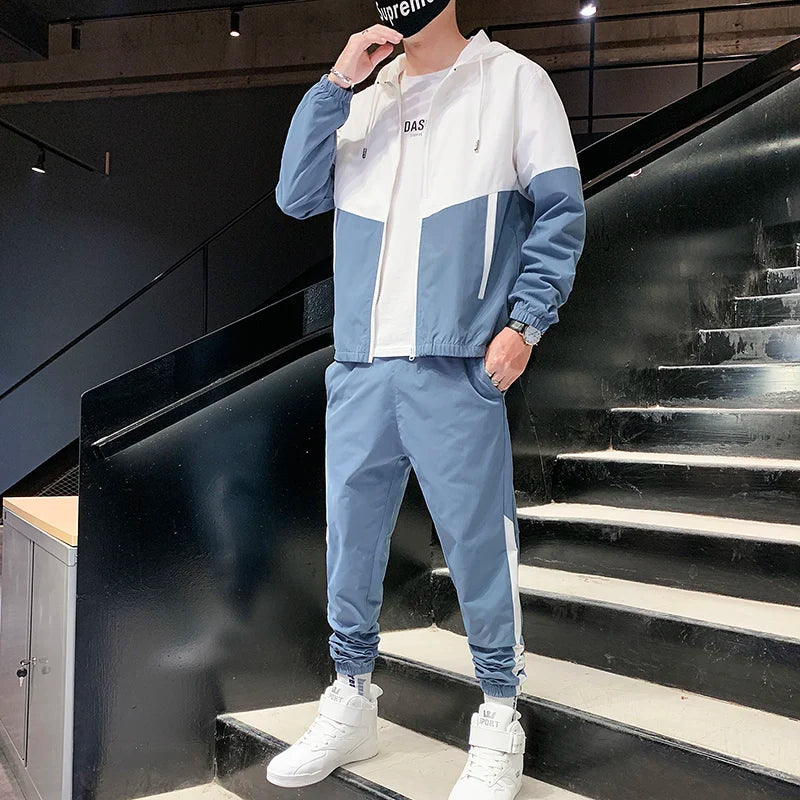 2026 Men Tracksuit Casual Joggers Hooded Sportswear Jackets And Pants 2 Piece Sets Hip Hop Running Sports Suit Quick Pick Grocers