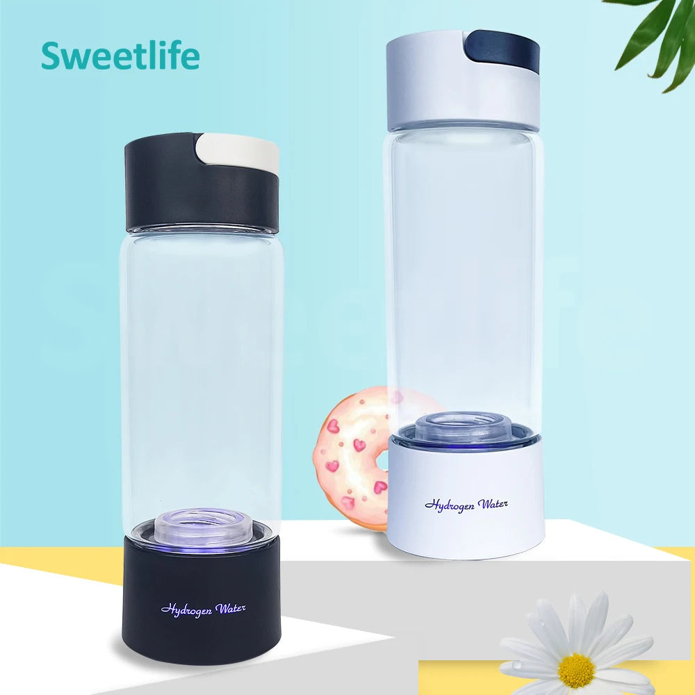 Bluevida Hydrogen Water Generator Bottle - Glass Cupbody - DuPont SPE & PEM Dual Chamber Maker Ionizer - H2 Inhalation Device Quick Pick Grocers