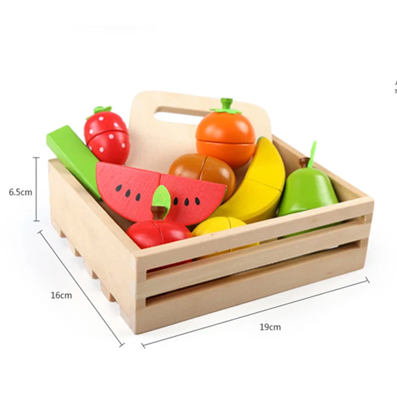 Simulation Kitchen Pretend Toy Wooden Classic Game Montessori Educational Toy For Children Kids Gift Cutting Fruit Vegetable Set Econic Blanks
