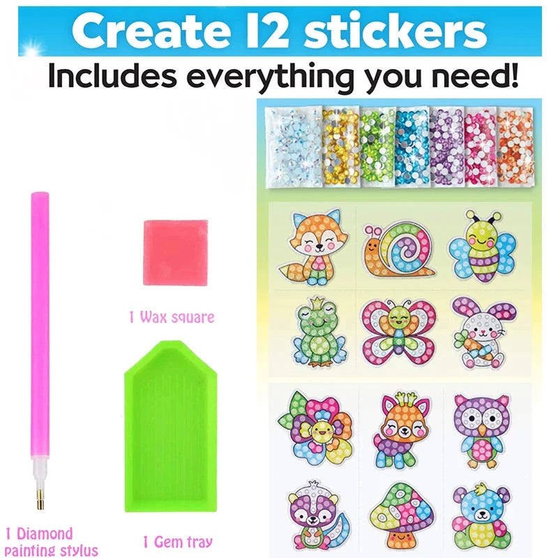 12 Create Big Gem Diamond Painting Sticker Kit Art Craft Girls Boys Unicorn Animal Sealife Magical Mosaic Dot Sticky Toys Gifts Econic Blanks