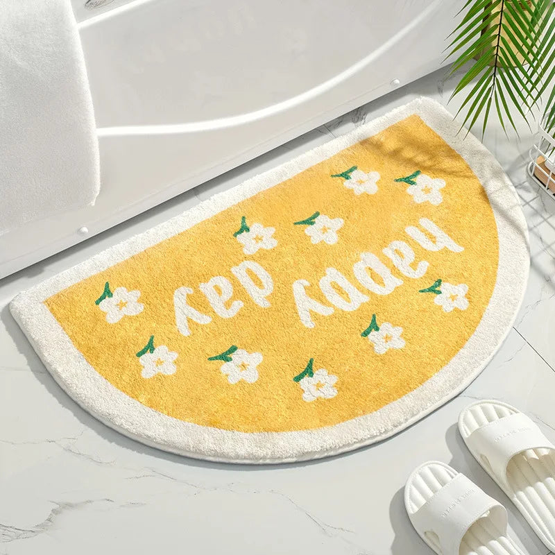 Soft Floor Mats Small Fresh Text Flowers Rugs Home Entrance Carpet Bedroom Toilet Bathroom Door Absorbent Non-Slip Foot Pad Quick Pick Grocers