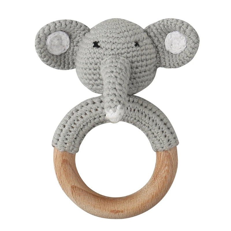 BPA Free Baby Wooden Teether Crochet Cartoon Baby Rattle Toys Wooden Ring Rodent Toys Mobile Gym Kids Newborn Educational Toys Purest Peak