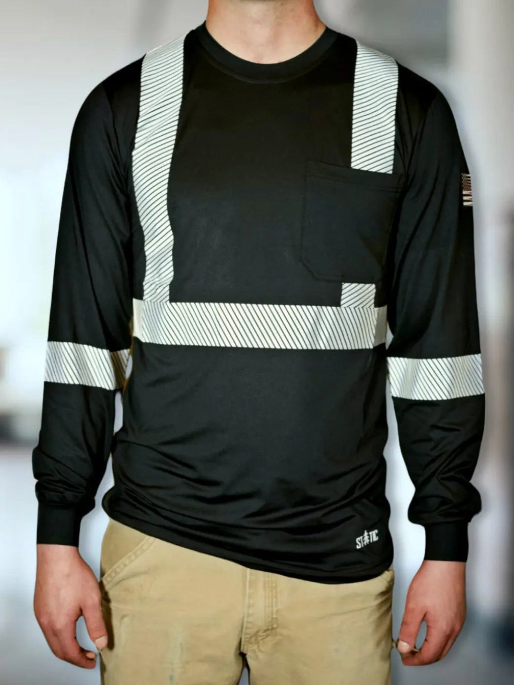 Non FR Hi-Vis Long Sleeve Shirt - Black Static FR