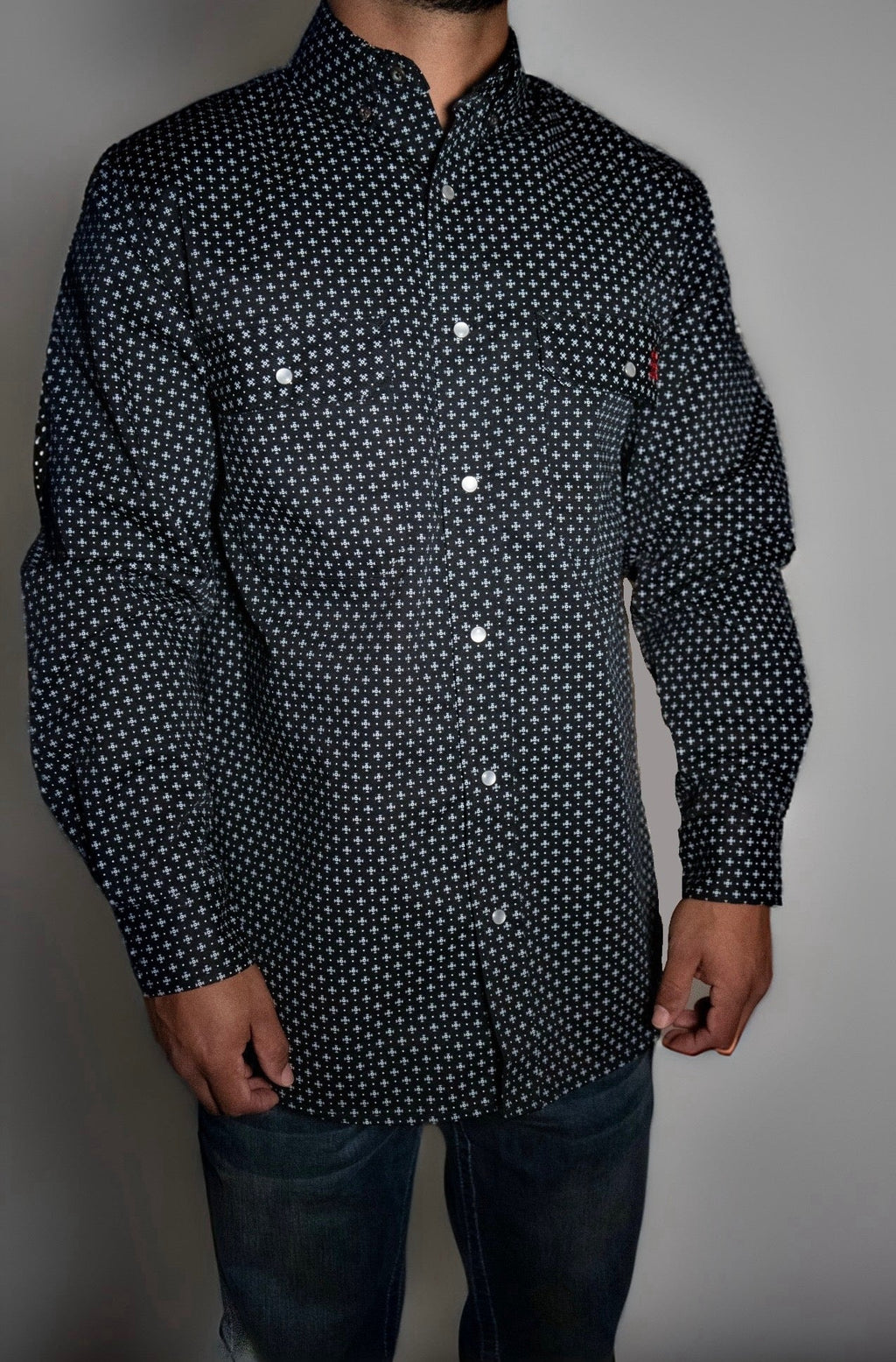 FR Pearl Snap Work Shirt - Reaper Black Static FR