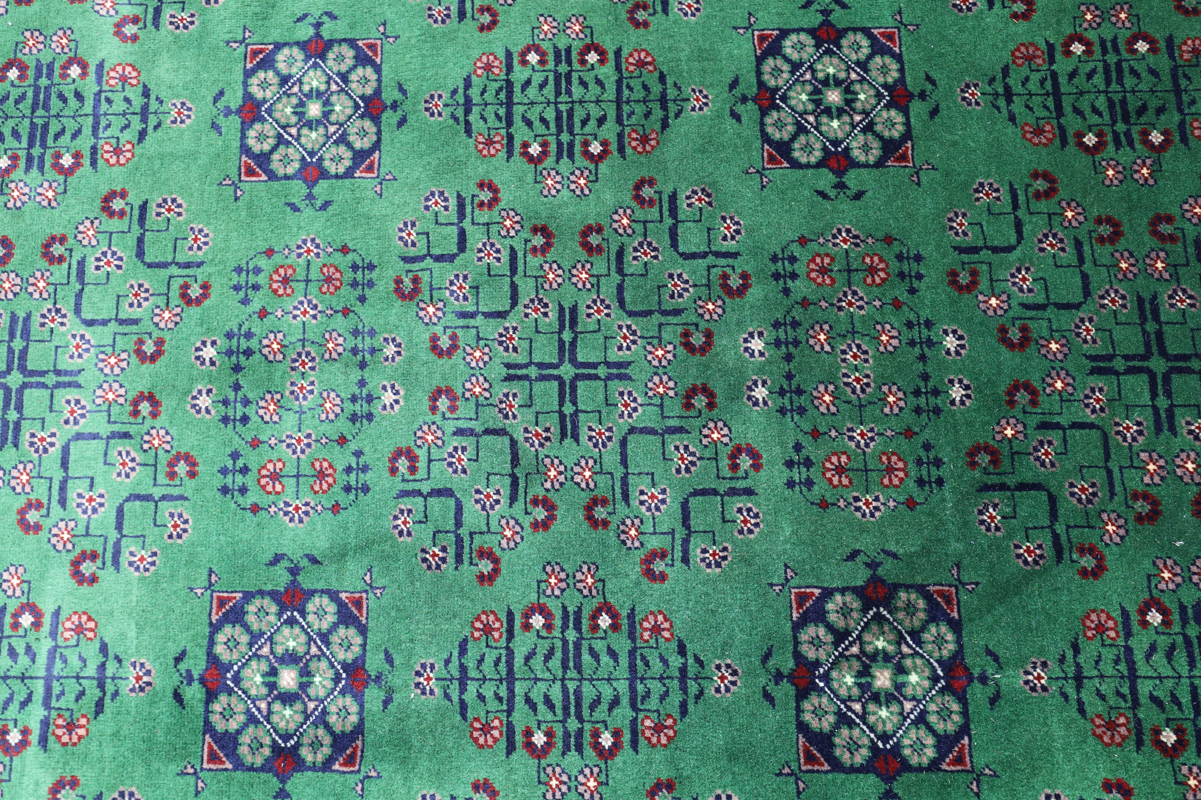 Hand-Knotted Afghani Bukharayi Wool Rug – 6’7″  x  9’9″