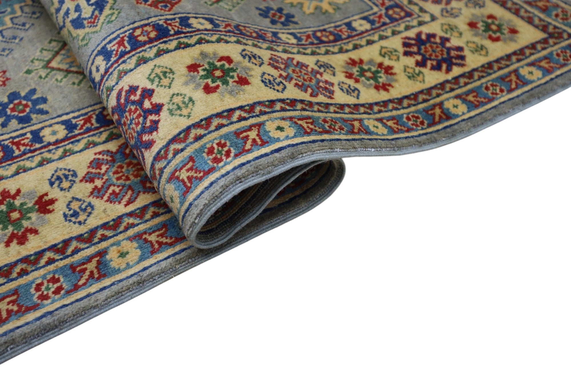 Hand-Knotted Afghani Kazak Wool Rug – 3’11″  x  5’6″