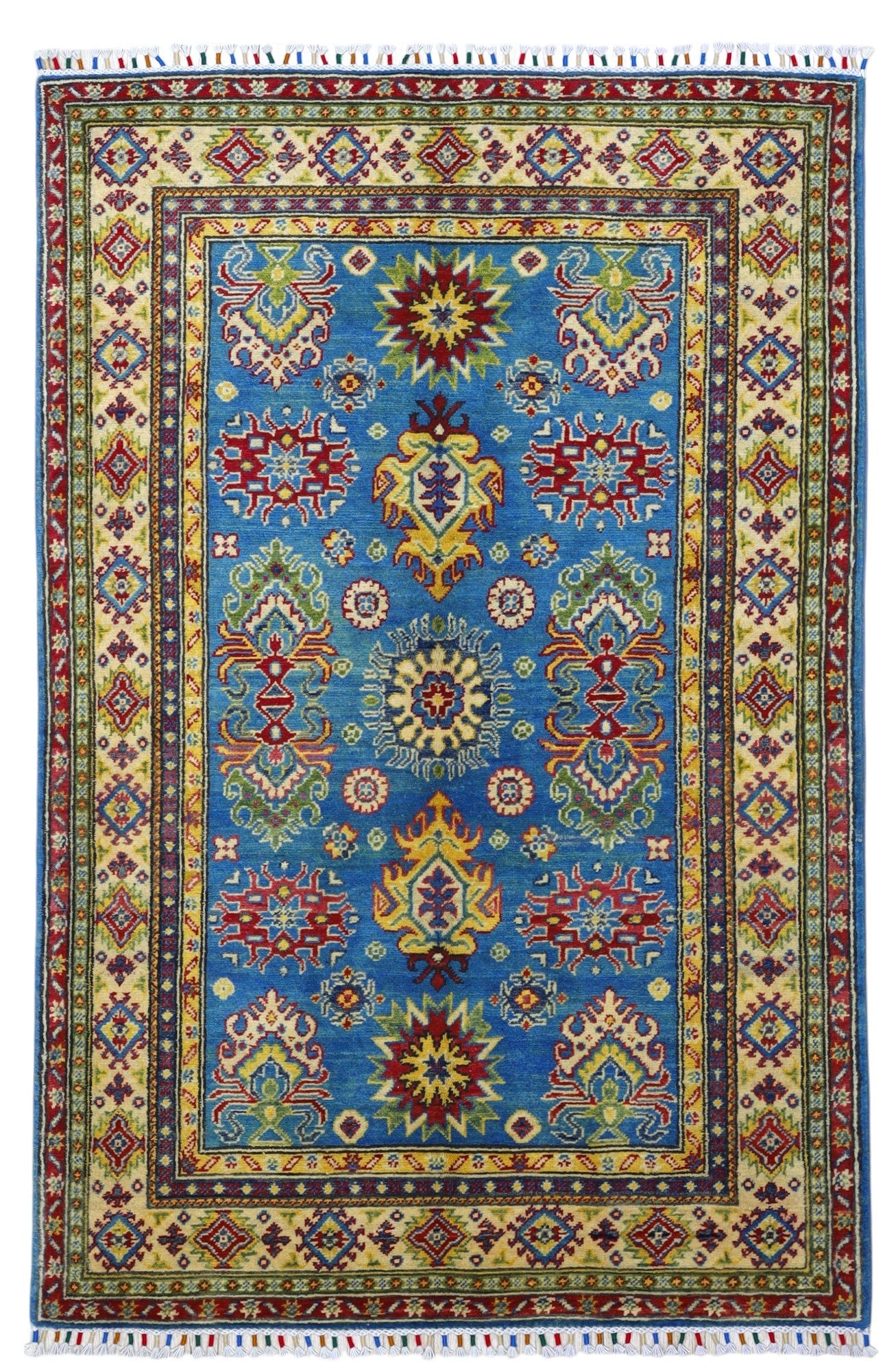 Hand-Knotted Afghani Kazak Wool Rug – 3’11″  x  6’0″