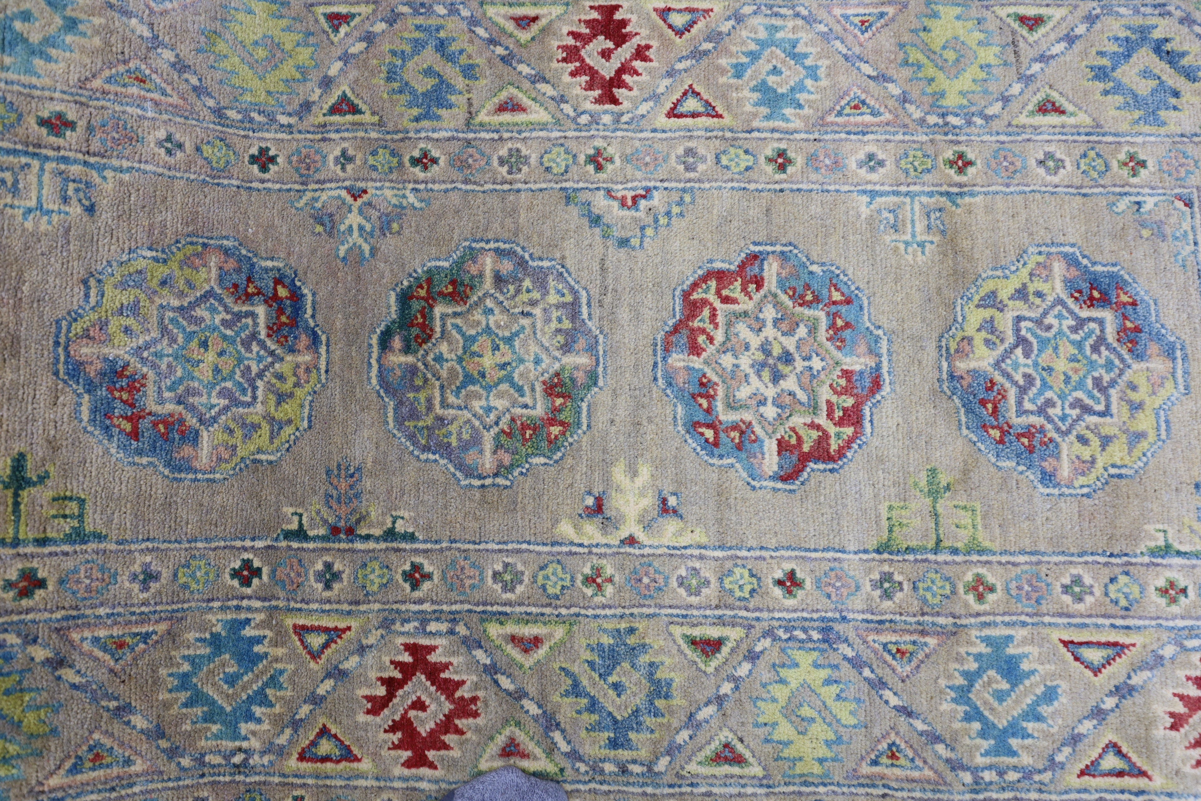 Hand-Knotted Afghani Kazak Wool Rug – 2’7″  x  10’0″