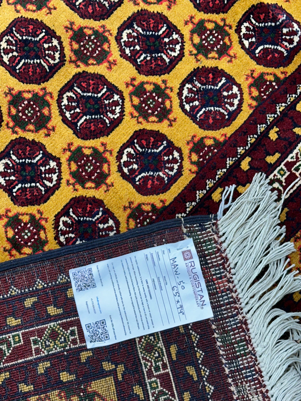 Hand-Knotted Afghani Mawri Wool Rug – 6’5″  x  9’4″