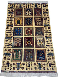 Hand-Knotted Afghani Bakhteiari Wool Rug – 3’5″  x  5’1″