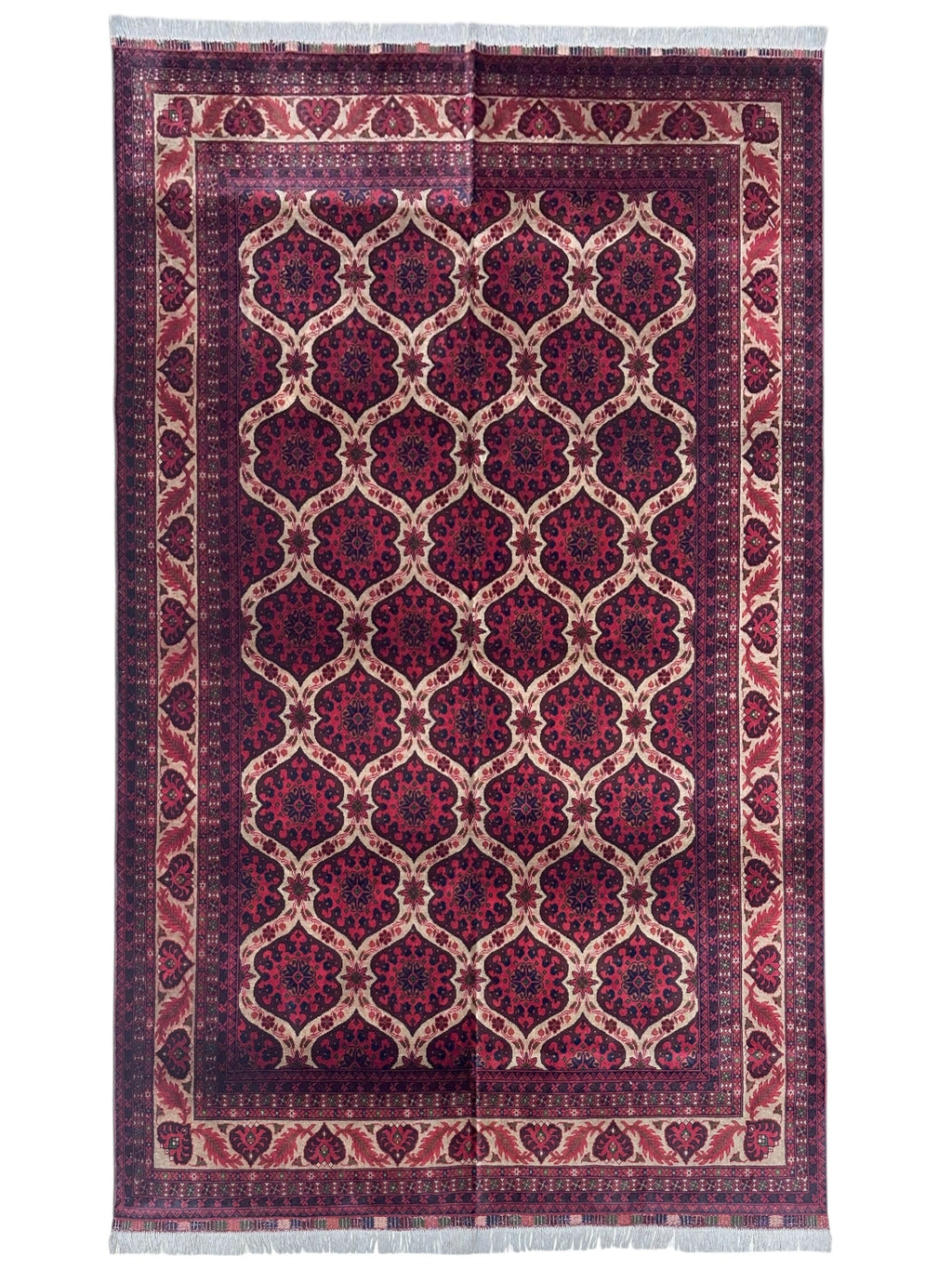 Hand-Knotted Afghani Heart Shape Wool Rug – 6’6″  x  9’5″