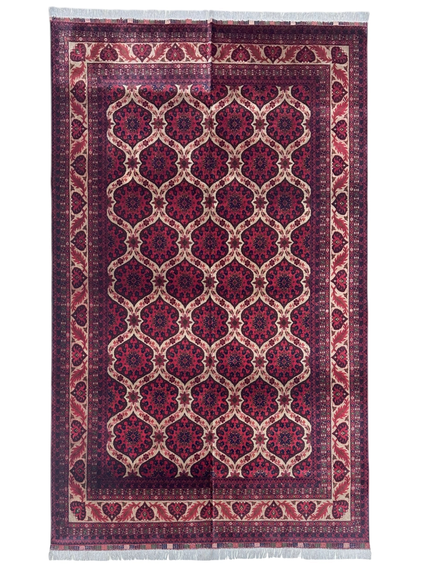 Hand-Knotted Afghani Heart Shape Wool Rug – 6’6″  x  9’5″