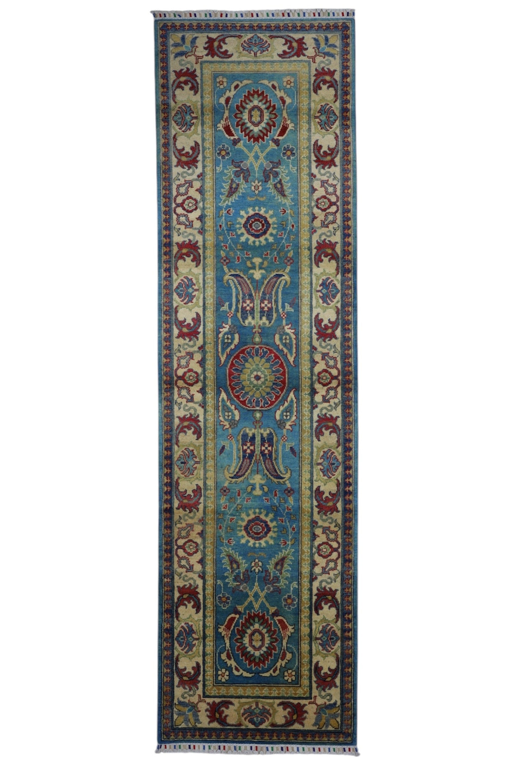 Hand-Knotted Afghani Kazak Wool Rug – 2’8″ x 9’9″