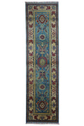 Hand-Knotted Afghani Kazak Wool Rug – 2’8″ x 9’9″