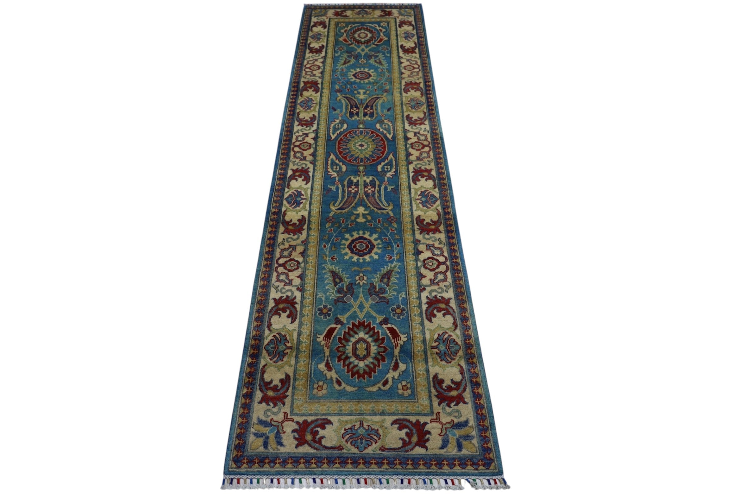 Hand-Knotted Afghani Kazak Wool Rug – 2’8″ x 9’9″