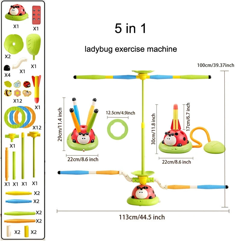 Ladybug Sport Entertainment Game Toy Multifunction Rope Skipping Machine Ferrule Jump Rocket Launcher Outdoor Educational Econic Blanks