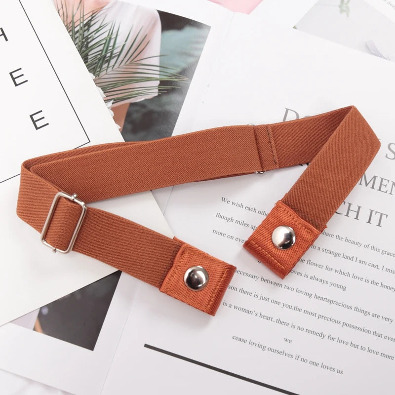 Elastic Belt Without Buckle Canvas Women Buckle Free Belt Ladies Jeans Pants Waist Lazy Belt Stretch No Buckle Invisible Belt Quick Pick Grocers