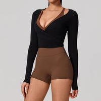 Hearuisavy Summer Women's Yoga Shirt Long Sleeve Sportswear Gym Breathable Quick Dry Sports Top Pilates Dance Ballet Wrap Tops Quick Pick Grocers