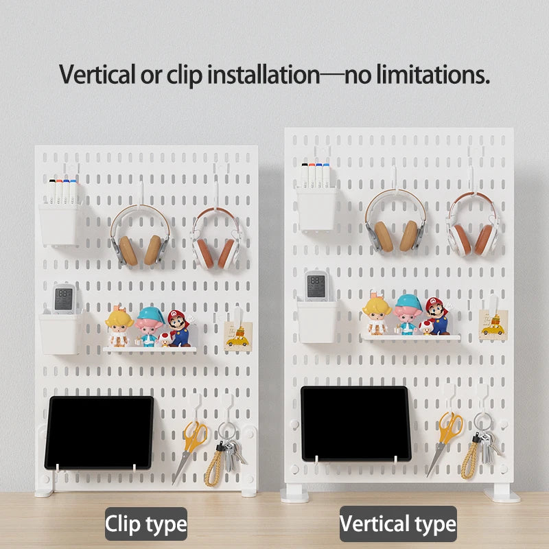 Home Study Storage Pegboard: Suitable for Displaying Figurines, Desk-Top Standing & Clip-On Storage for Furniture Items Quick Pick Grocers