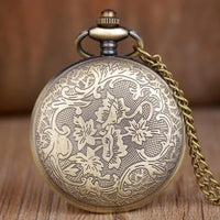 Exquisite Retro Bronze Steampunk Hollow Gear Design Quartz Pocket Watch with Necklace Chain Leisure Pendant Gift Men's Clock Quick Pick Grocers