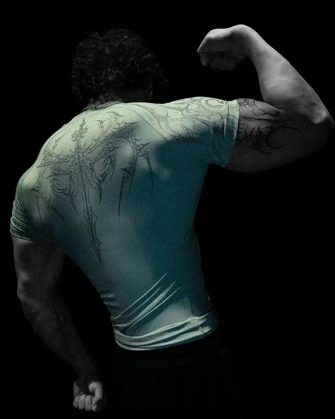 New Summer GYM T-shirt Men's Gothic Print Muscle Tee High Elasticity And Quick Drying Exercise For Bodybuilding Training T-shirt Quick Pick Grocers