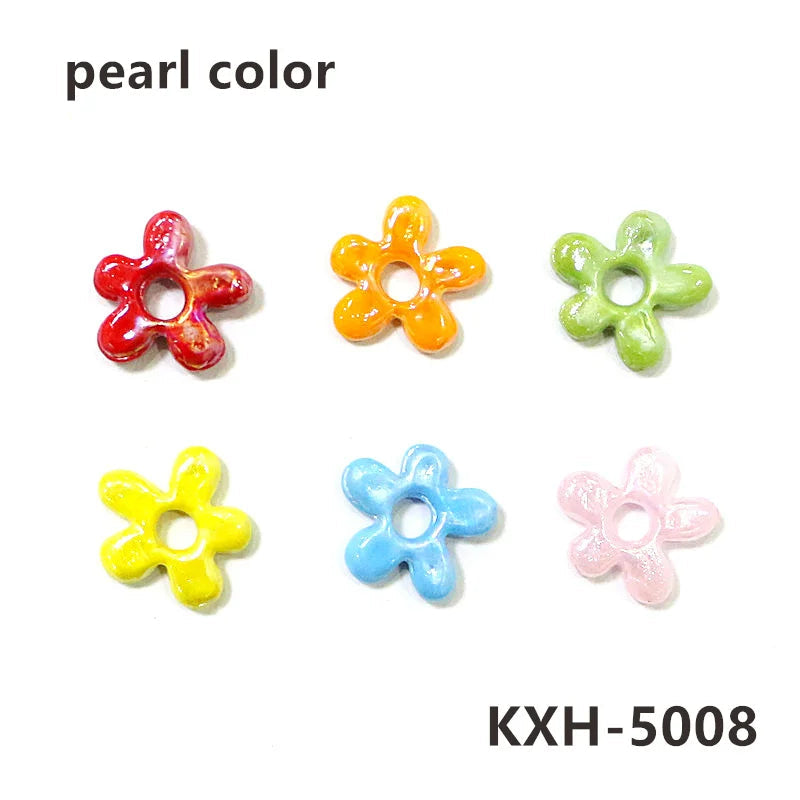 6pcs Irregular Shape Cute Mini Glass Flower Ornament Christmas Wedding Party Decor Supplies DIY Girl Jewelry Pendant Accessories Quick Pick Grocers