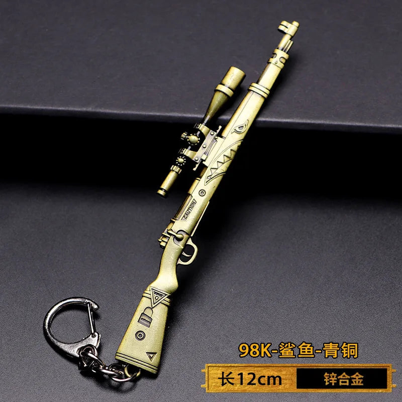 1pc Toy Gun Keychain, Alloy Toy Gun Model Pendant Car Key Chain Car Key Ring Gift For Men Boys Quick Pick Grocers