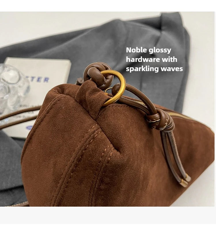 Faux Suede Super Popular Niche Suede Shoulder Bag for Women 2025 Hot Sale Single Crossbody Bags Underarm Dumpling Sweet Bags Quick Pick Grocers