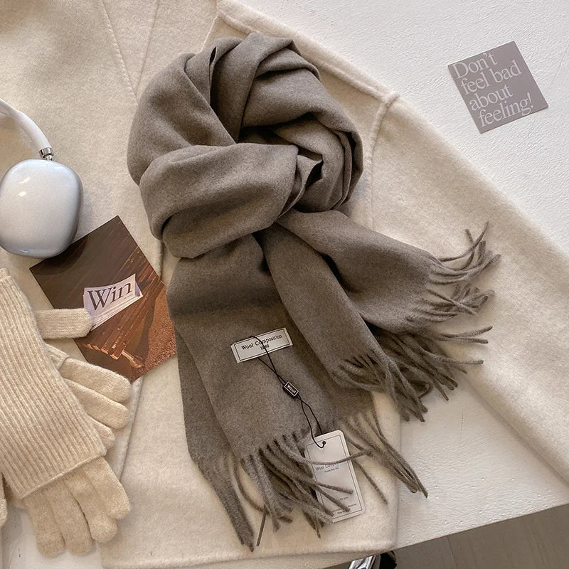 Luxury Winter Wool Scarf Women Cashmere Warm Pashmina Brand Foulard Female Shawls Wraps Thick Soft Bufanda Scarves Stole 2024 Quick Pick Grocers