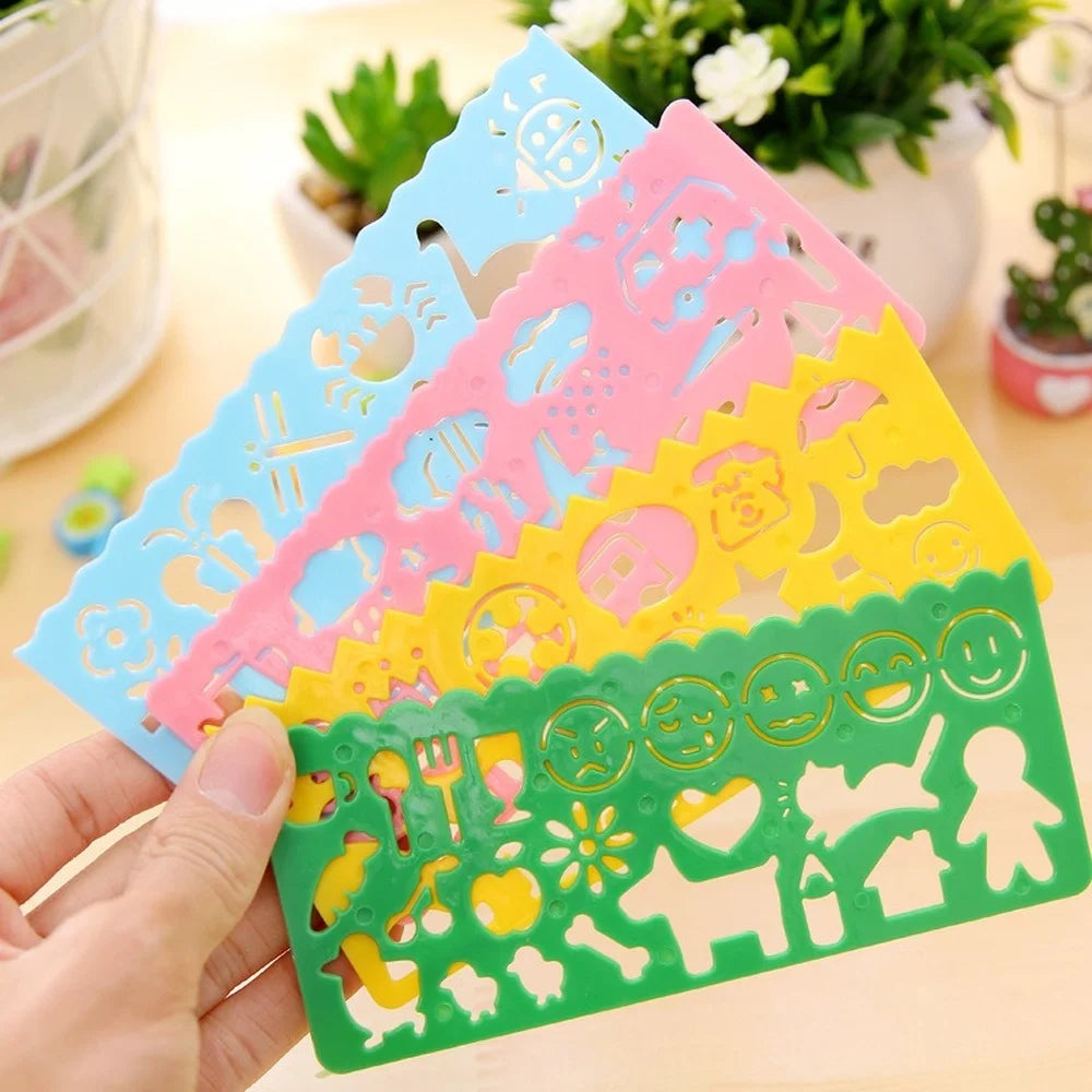 4PCS Kids Drawing Toys Painting Template Board Plastic Ruler Art Craft Juguetes Learning Draw Educational Toys For Children Gift Econic Blanks