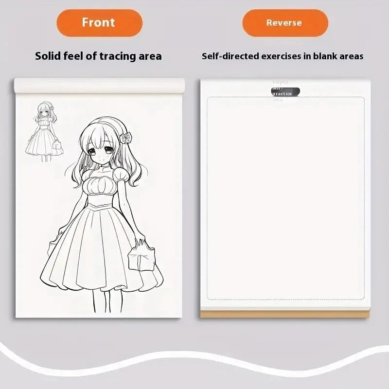 Anime Character Line Art Drawing Book - 48 Pages for Tracing & Painting Practice Econic Blanks