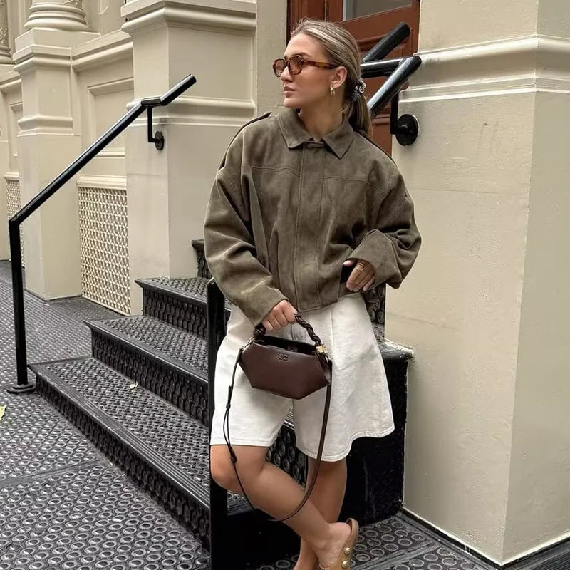 Autumn Jackets Women's 2025 New Fashion Autumn Elegant Loose Long Sleeve Women's Warm Coats Chic Street Youth Casual Jackets Purest Peak