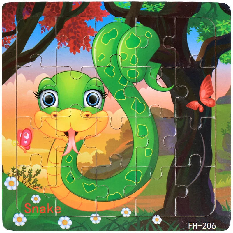 New 20 Piece Wooden 3d Puzzle Cartoon Animal Vehicle Jigsaw Puzzle Montessori Educational Toys For Kids 3-6 Years Old Quick Pick Grocers