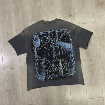 Streetwear Vintage Washed Diamond Cropped Tee for Men Crew Neck Short Sleeve Loose Cotton Rhineston Tshirts Oversized Quick Pick Grocers