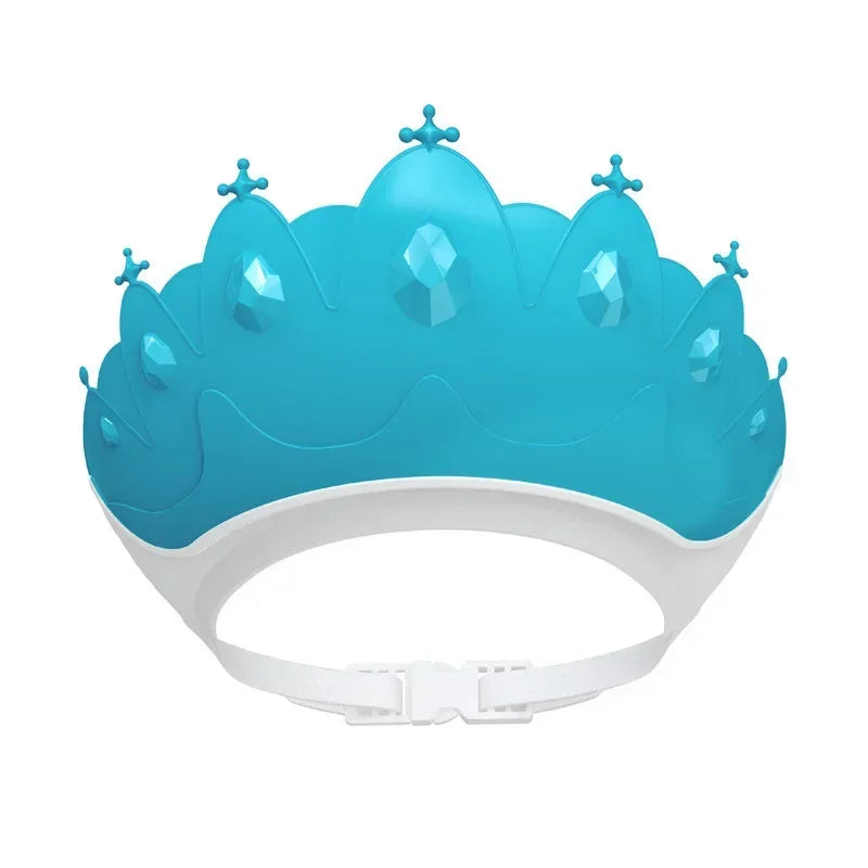 Adjustable Size Children Shampoo Cap Crown Baby Shower Cap Cartoon Bath Visor Infant Hair Shield Ear Protection Waterproof Purest Peak